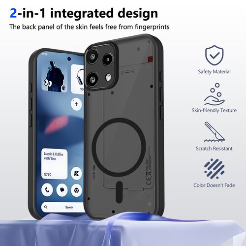 适用于Nothing Phone 3/2A/3A Lite Pro Plus + 手机壳全包边防摔保护套磁吸无线充电肤感磨砂透黑防指纹PC
