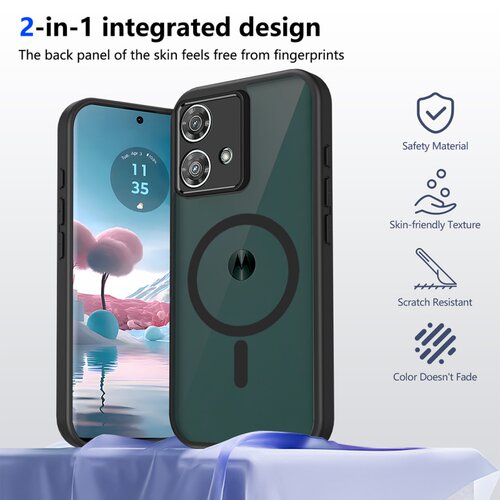 适用于摩托罗拉Moto Edge 40/50 Fusion Ulrta Neo Pro 5G 手机壳防摔保护套磁吸无线充电肤感磨砂透黑防指纹