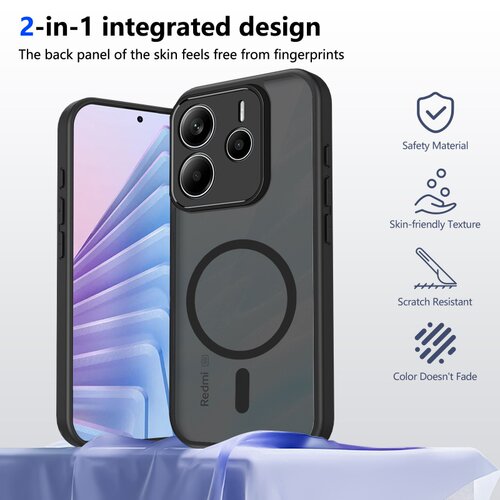 适用于红米Redmi Note 14/Note 15 Special 5G 手机壳全包防摔保护套磁吸无线充电肤感磨砂透黑防指纹PC背板