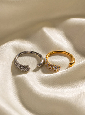 新款钛钢戒指18K镀金高端开口