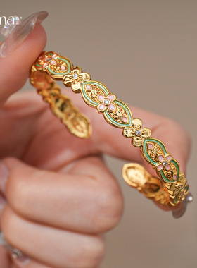 繁花似锦珐琅彩手镯女