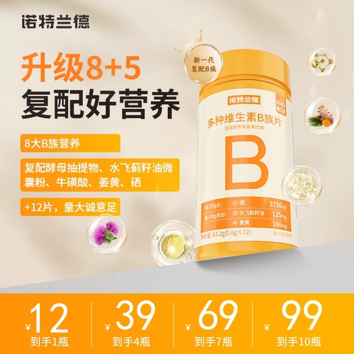 诺特兰德多种维生素新一代b族B族复合维生素vb维bb6b12咀嚼片b1牛