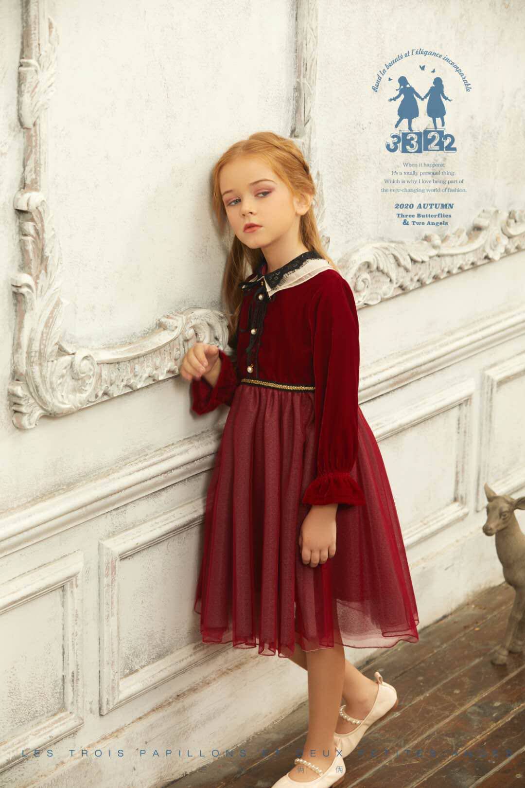 2020中童秋季新品3322气质时尚款丝绒连衣裙童装连衣裙