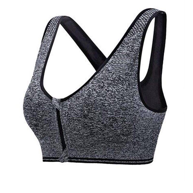 前拉链防震背心女士运动文胸
