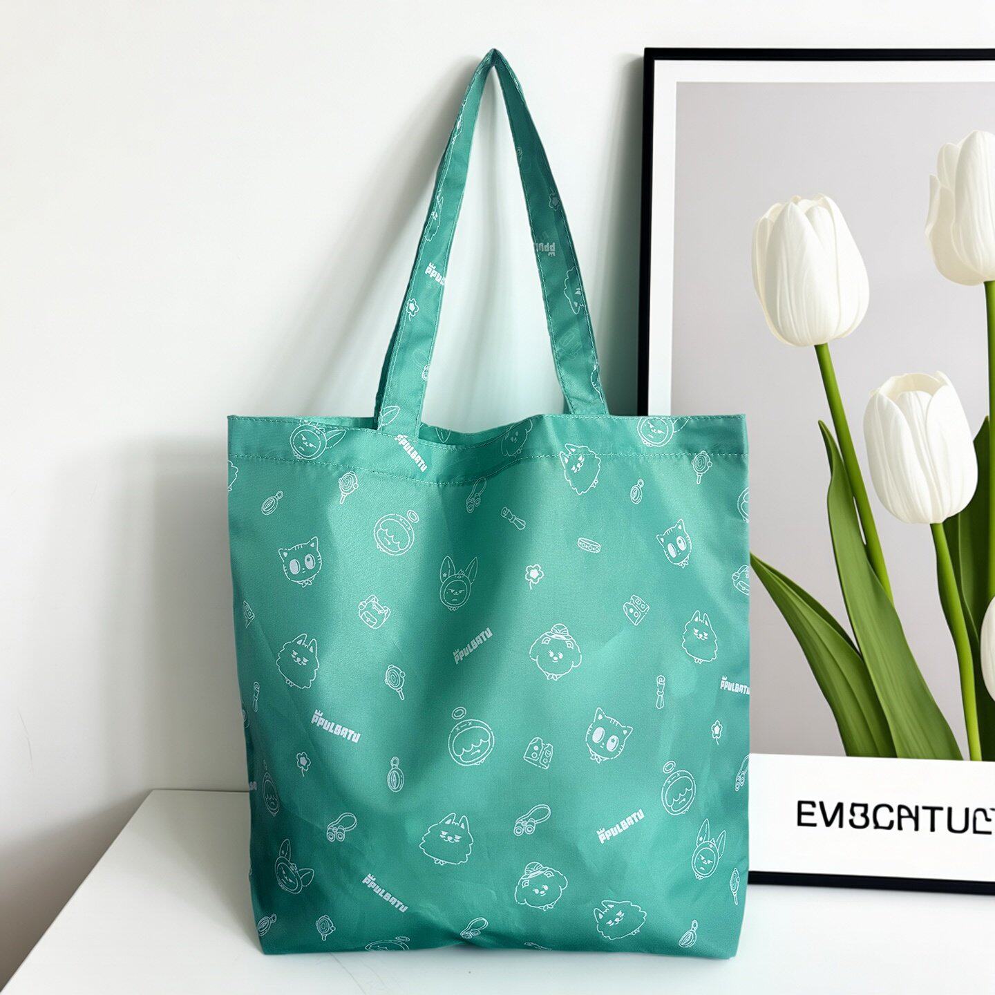 便携单肩购物收纳袋绿色收纳轻便逛街买菜环保袋方便尼龙袋子