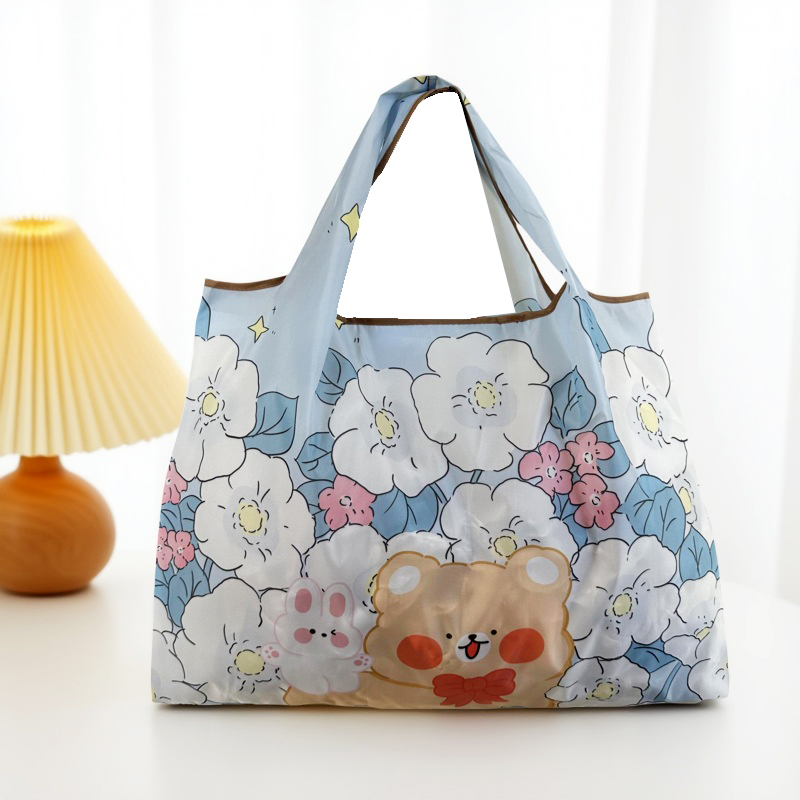 大号双面印花可折叠便携超市购物袋杂货袋买菜包大容量环保手提袋