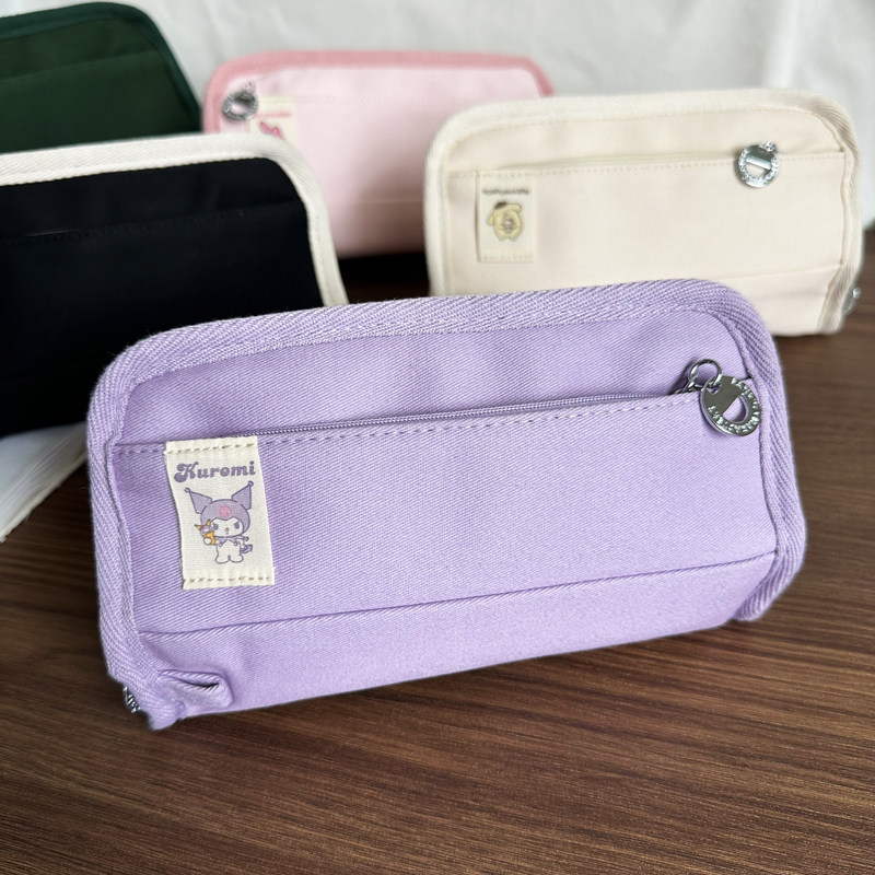 日系大容量多功能儿童文具袋韩版帆布铅笔盒小学生双层笔盒收纳袋
