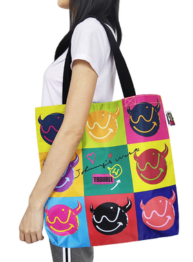 日式新款大号休闲拼色单肩包男女托特包手提包TROUBL*E演唱会周边