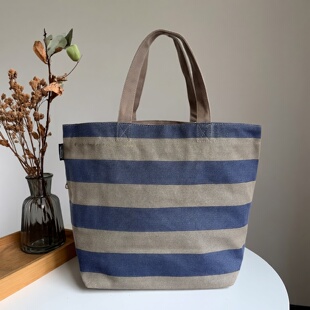 日系通勤大容量帆布单肩包设计感复古小众托特包厚帆布气质托特包