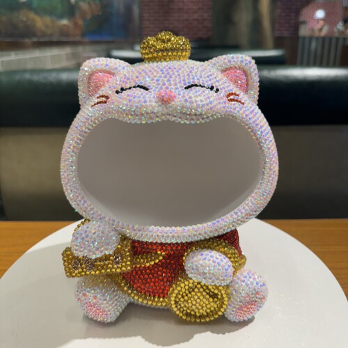 国潮大嘴招财猫玄关钥匙收纳摆件乔迁新居客厅装饰喜庆花艺礼物