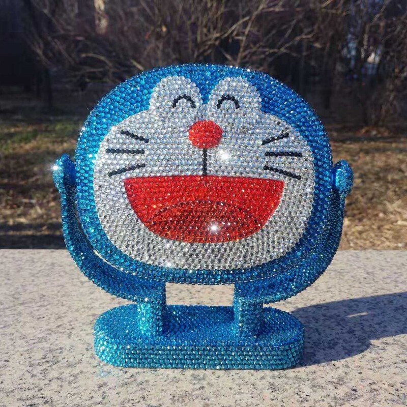 机器猫镜子可爱卡通梳镜浴室贴钻
