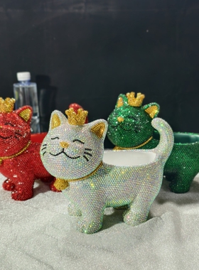 DIY贴钻招财猫玄关进门入户门口