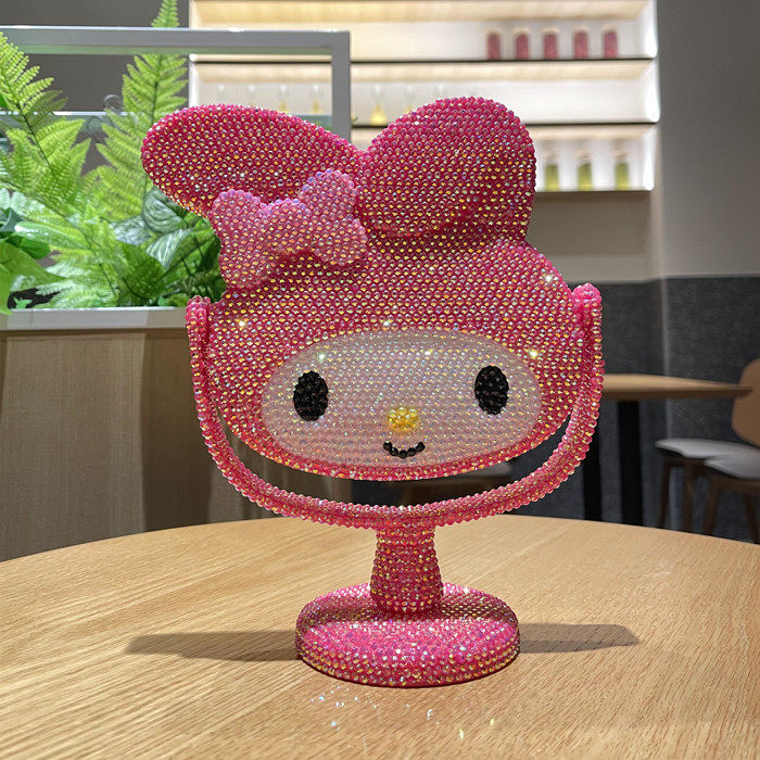 美乐帝卡通兔子 贴钻麦乐迪化妆镜 随身手柄化妆镜 台式化妆镜