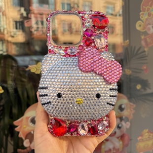 懒懒同款适用17Promax奢华水钻手机壳14带钻镶钻网红16立体KT猫13iPhone12131415proXSMax手机壳