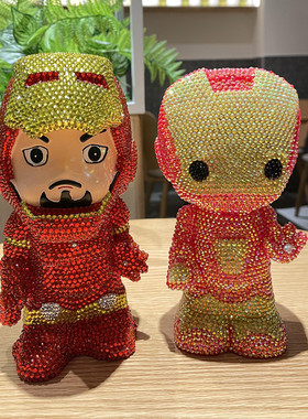 卡通钢铁侠存钱罐漫威迷手工DIY贴钻摆件大侠尚气电影动漫人物