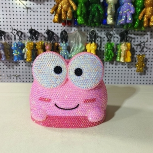 贴钻DIY创意卡通纸巾盒可爱筒纸盒家用纸巾筒青蛙抽纸盒客厅桌面