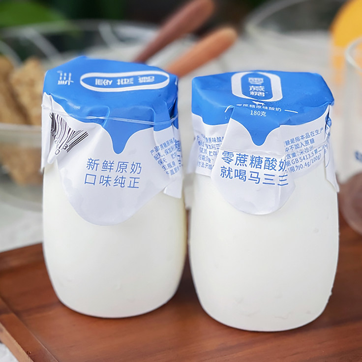 新疆马三三零蔗糖小白罐酸奶180克*12罐 益生菌发酵0添加