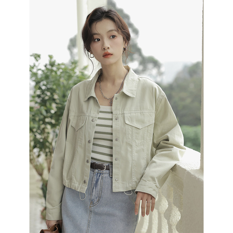 港风抽绳短款工装外套女休闲夹克