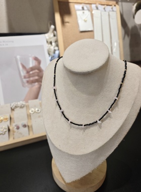 私人定制手作项链黑曜石天然石项链百搭饰品气质简约