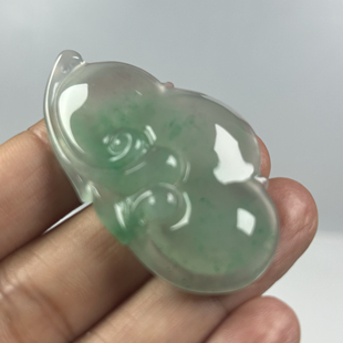 非洲翠独龙玉冰晴水如意天然玉石A货玉坠挂件吊坠男女玉项链