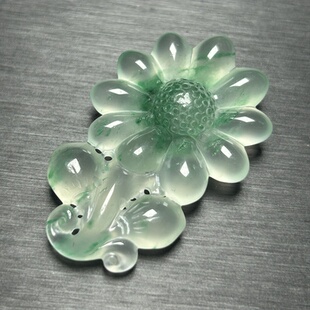 天然非洲翠A货冰种飘花向阳花吊坠挂件男女款玉石项链玉坠毛衣链