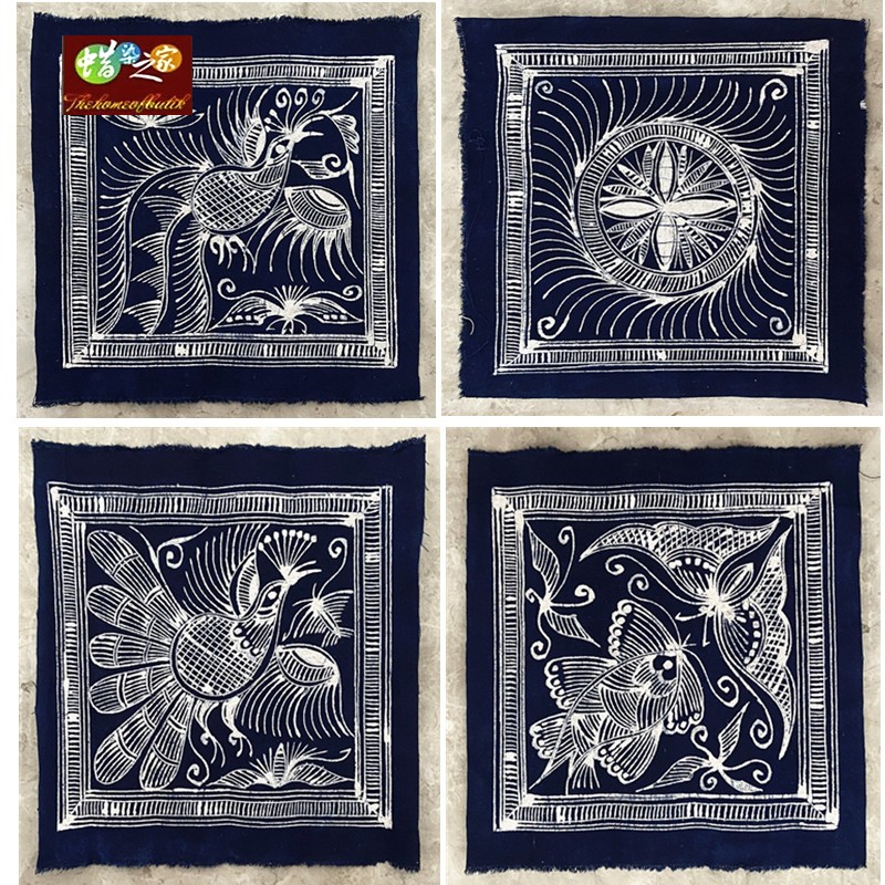 蜡染小方巾 丹寨图腾 蜡染装饰壁挂 装框装饰画 伴手礼 28*29CM图片