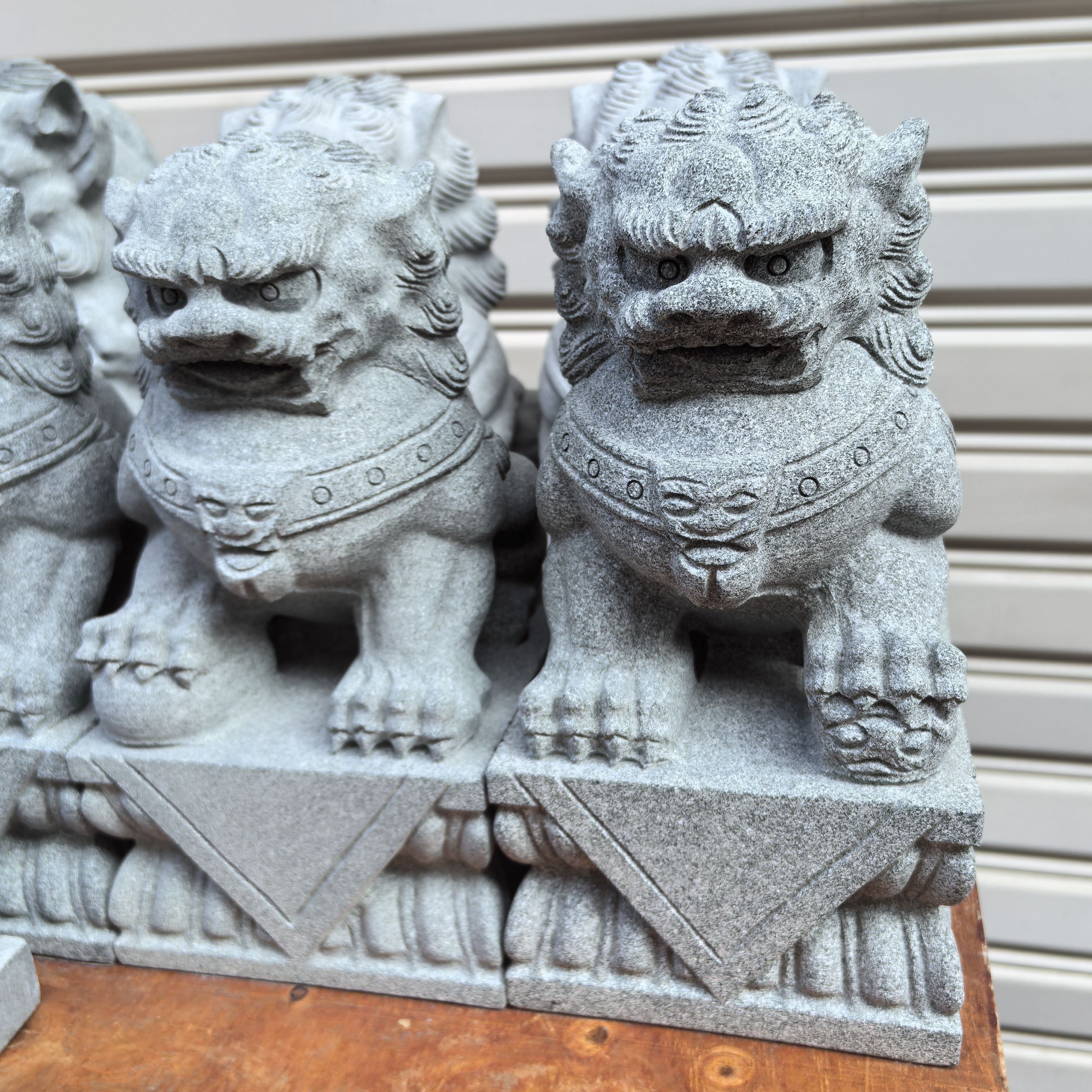 惠安石雕青石石狮子一对看门镇宅家用小号门口祠堂招财摆件