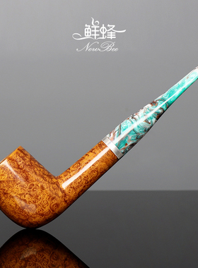 NewBee鲜蜂石楠木烟斗手工实木直柄撞球斗男士过滤彩胶嘴老式传统
