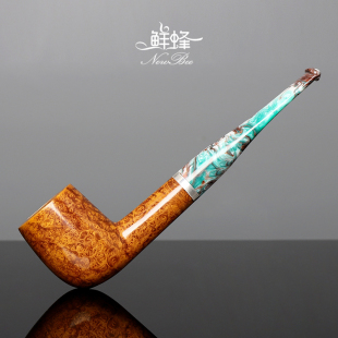 NewBee鲜蜂石楠木烟斗手工实木直柄撞球斗男士过滤彩胶嘴老式传统