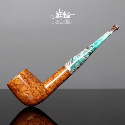 NewBee鲜蜂石楠木烟斗手工实木直柄撞球斗男士过滤彩胶嘴老式传统