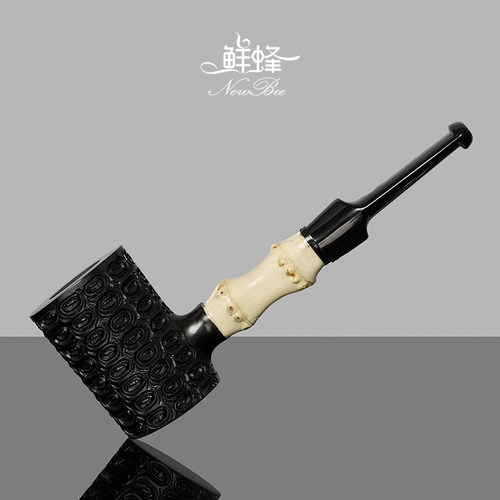 NewBee石楠木烟斗男士手工竹节雕刻锤子斗实木传统老式过滤专用具