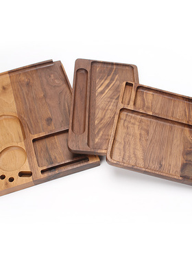 烟斗醒草盘实木手工制作操作托盘黑胡桃木收纳卷烟草器跑湿盘配件