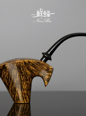 NewBee鲜蜂石楠木烟斗手工实木弯柄军插高跟鞋斗老式传统男士过滤