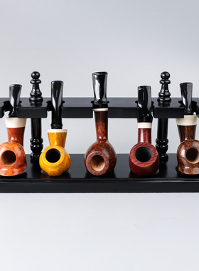 实木烟斗架罗马式直排5位斗座男士手工收藏展示4位支架子专用配件