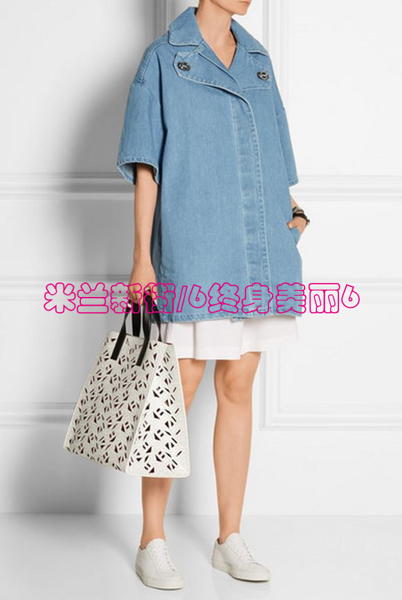 原438限量潮品~时髦休闲oversize大廓形短袖牛仔夹克风衣外套