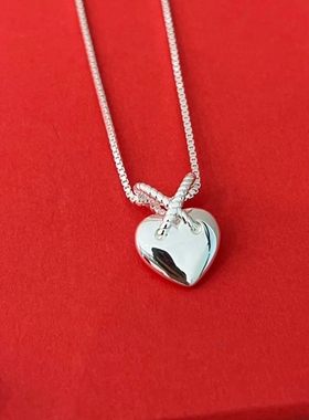 韩国小众设计925银交叉爱心项链实心心形吊坠时尚百搭浪漫情人节