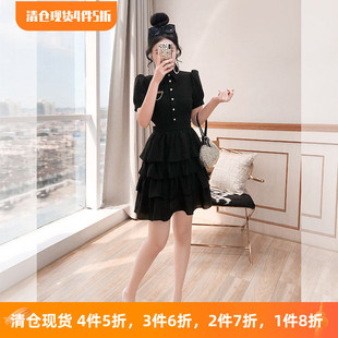 夏天裙子2026新款小个子女装夏季气质俏皮活泼衬衫黑色超火连衣裙
