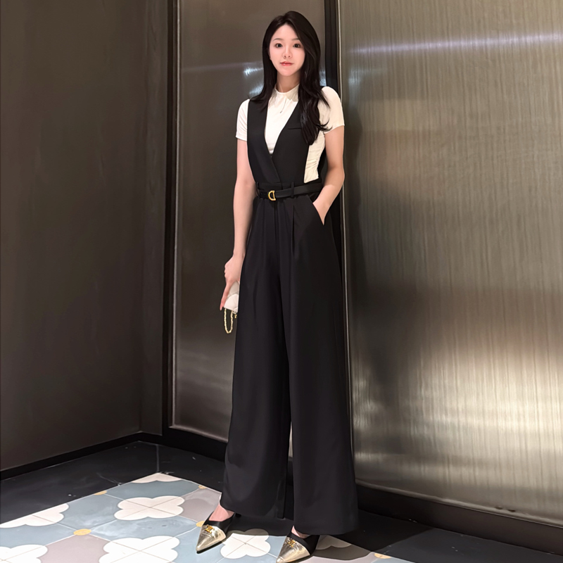 t恤背带裤套装轻奢高级感女人味