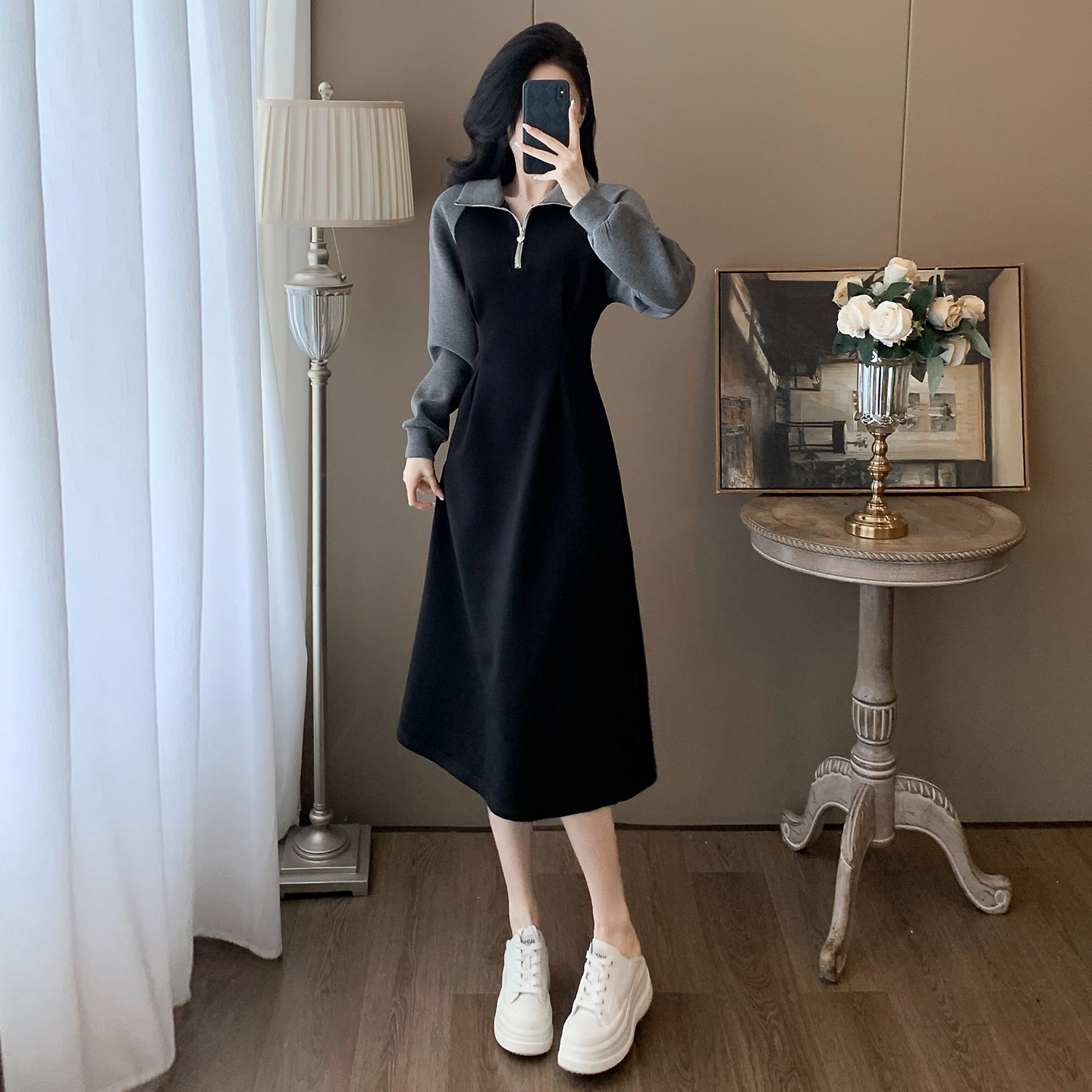 气质复古显瘦休闲连衣裙