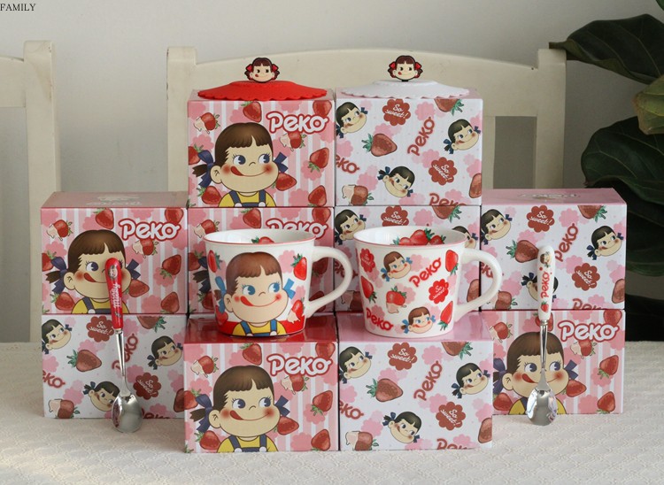 日本不二家草莓牛奶妹peko马克杯