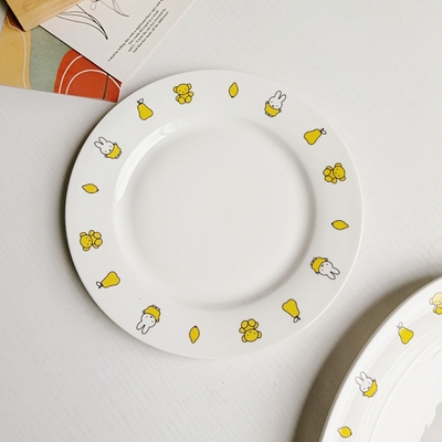 可爱米菲兔小熊陶瓷碗盘子家用菜盘饭盘点心盘汤碗面碗日式斗笠碗