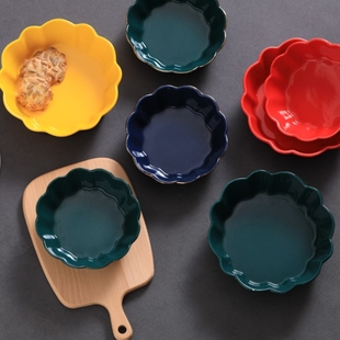 北欧风陶瓷餐具家用实用花型沙拉碗釉下彩微波炉烤箱洗碗机可用