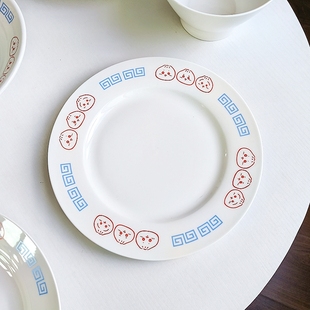 可爱萌趣陶瓷餐盘饭碗套装 家用米饭碗汤碗面碗 盘子菜盘平盘深盘
