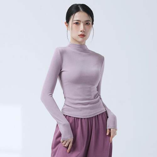 现代古典舞练功服半高领长袖女上衣舞蹈服修身形体训练新款打底衫