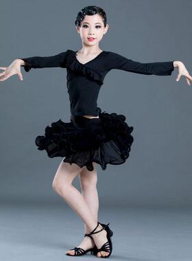 舞蹈服儿童女儿童拉丁舞半身裙舞蹈练功裙表演演出裙60351