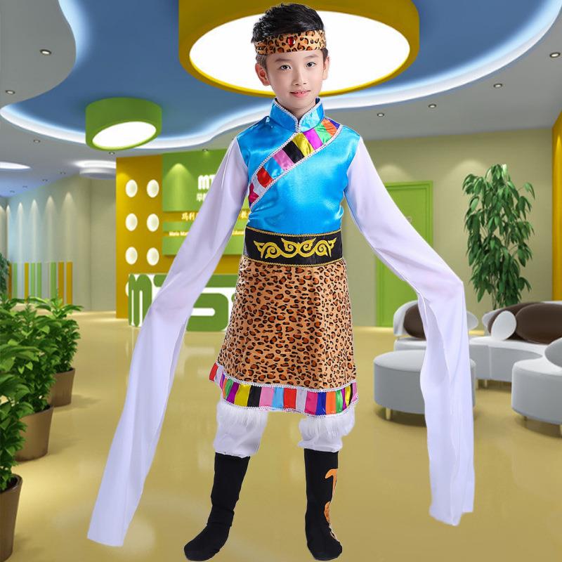 藏族西藏演出服装内蒙古舞蹈服扎西德勒水袖女儿童拉萨民族表演服