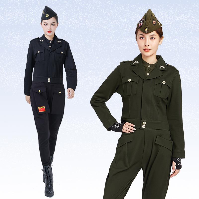 春款水兵舞服装黑色短款外套西服上衣女复古罗马棉列宁服演出服图片