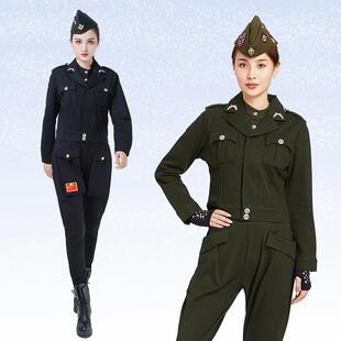 春款水兵舞服装黑色短款外套西服上衣女复古罗马棉列宁服演出服