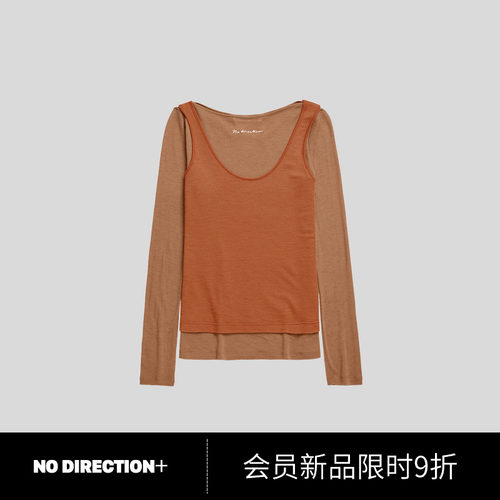 NO DIRECTION+2026秋双领错位两件叠穿羊毛背心上衣N634012341A57