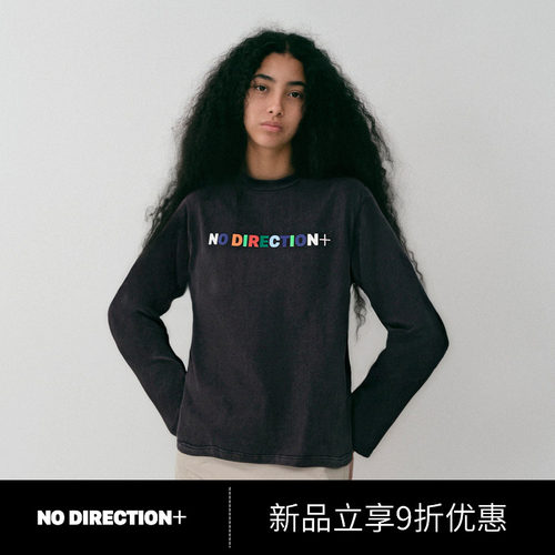水洗复古长袖T恤印花